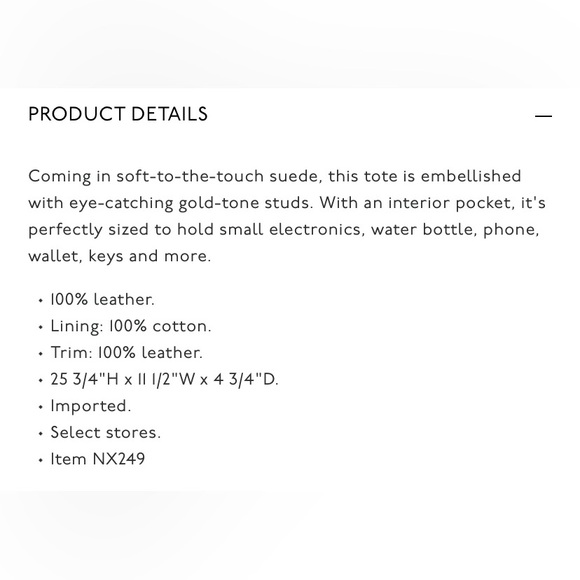 Madewell Suede Studded Tote Bag - Chestnut Brown NWT - Picture 7 of 7